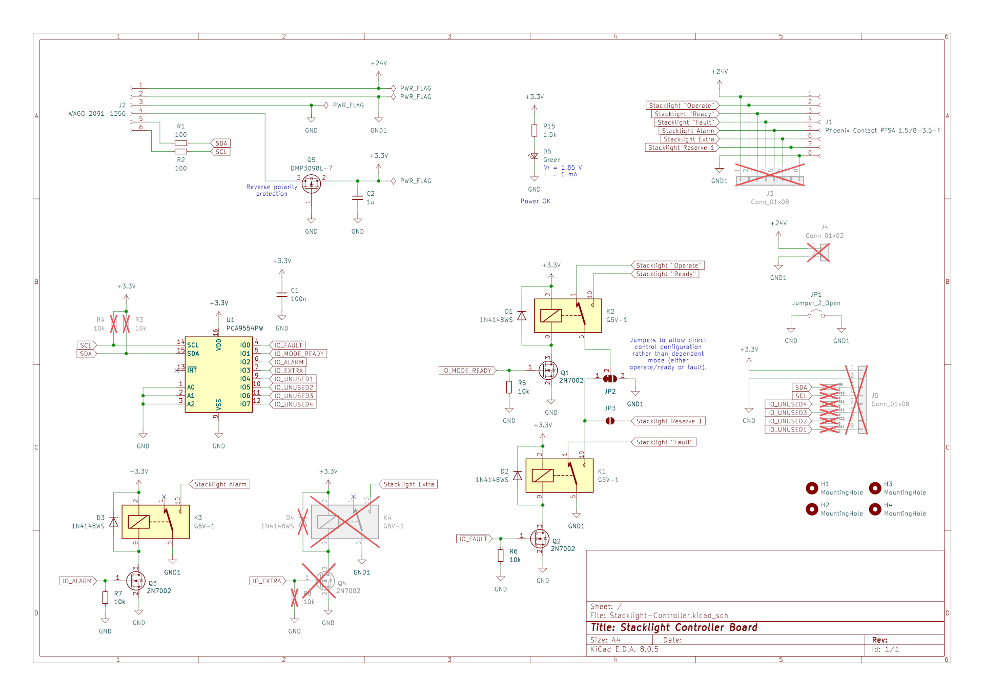 Schematic of the stacklight controller board